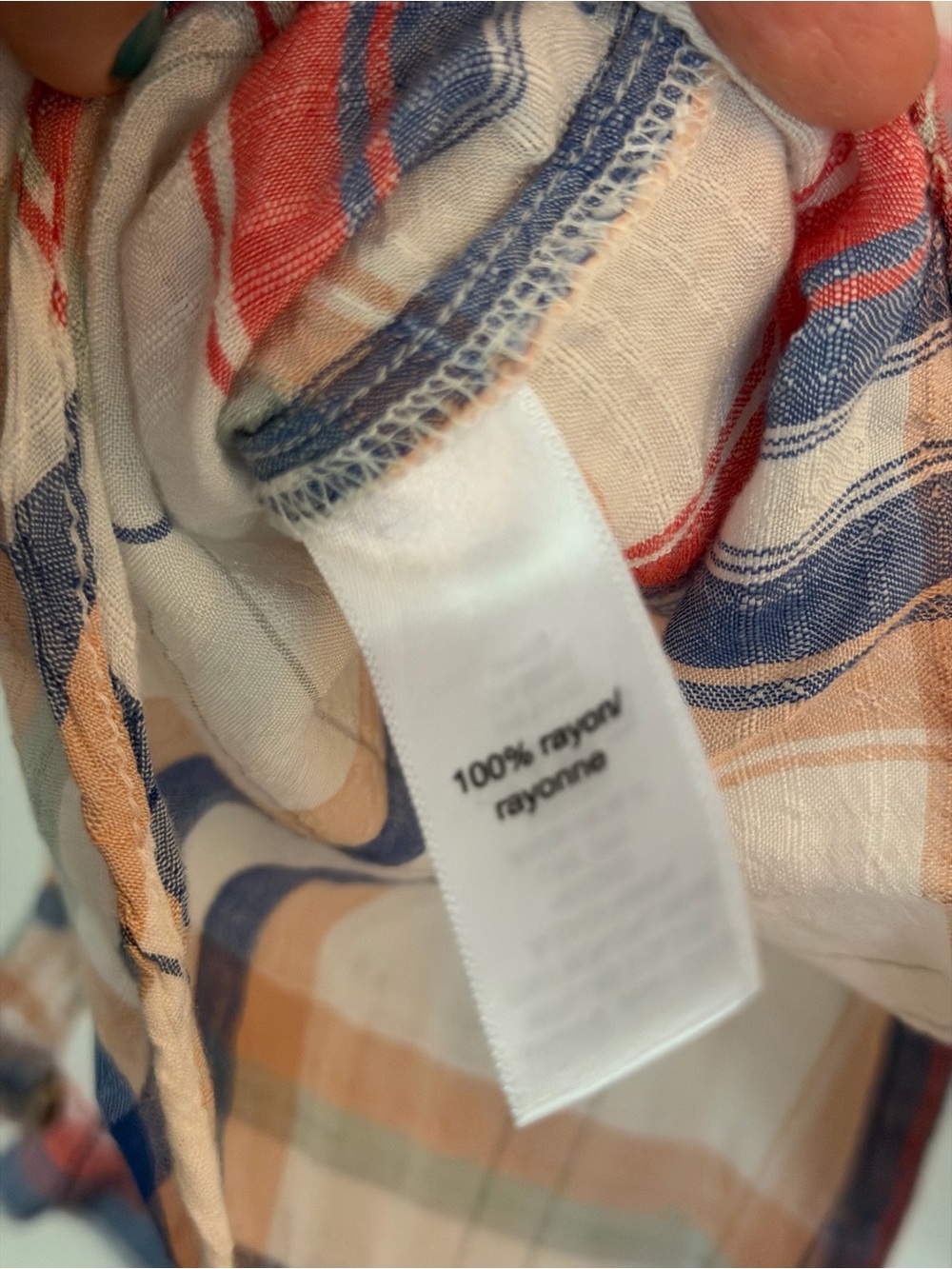 Maurices Plaid Relaxed Button-Up in Cream, Blue & Red - Picture 6 of 6